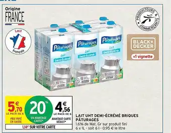 Intermarché Express Lait uht demi-écrémé briques pâturages offre