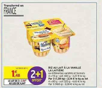 Intermarché Express Riz au lait à la vanille la laitière offre