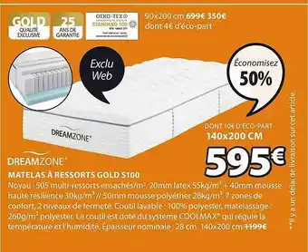 JYSK Matelas à ressorts gold s100 dreamzone offre