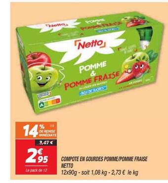 Netto Compote en gourdes pomme-pomme fraise netto offre
