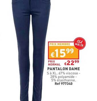 Trafic Pantalon dame offre