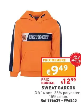Trafic Sweat garçon offre