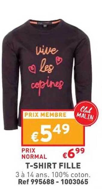 Trafic T-shirt fille offre