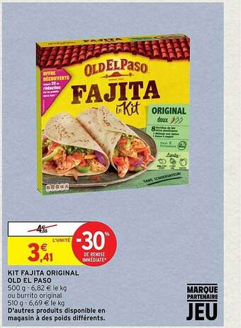 Intermarché Kit fajita original old el paso offre