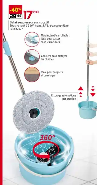 Gifi Balai seau essoreur rotatif offre