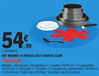 E.Leclerc Set ingenio 10 pièces easy cook'n clean offre