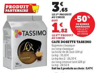 Super U Cafe dosette tassimo offre
