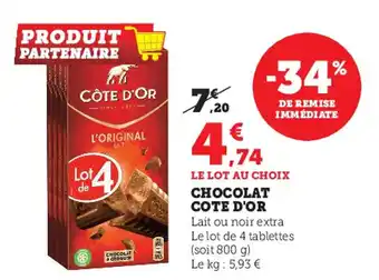 Super U Chocolat cote d'or offre