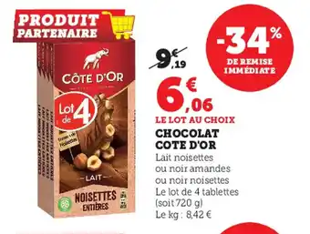 Super U Chocolat cote d'or offre