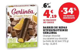 Super U Barres de repas hyperproteinee gerlinea offre