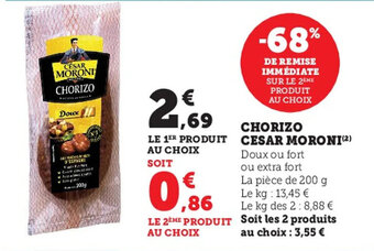Super U Chorizo cesar moroni offre