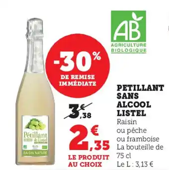 Super U Petillant sans alcool listel offre