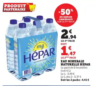 Super U Eau minerale naturelle hepar offre