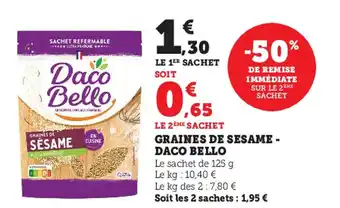 Super U Graines de sesame - daco bello offre