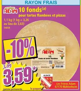 Norma 10 fonds pour tartes flambées et pizzas offre
