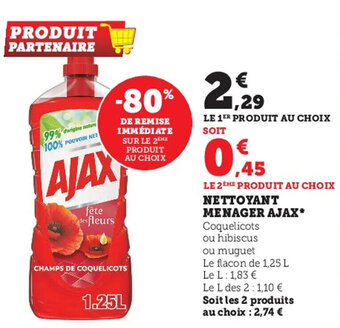 Super U Nettoyant menager ajax offre