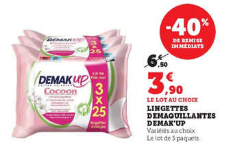 Super U Lingettes demaquillantes demak'up offre