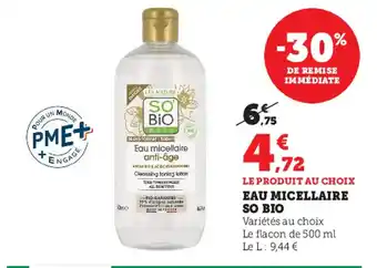 Super U Eau micellaire so bio offre
