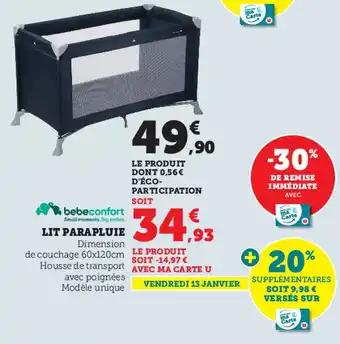 Super U Lit parapluie offre