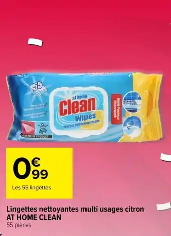 Carrefour Lingettes Nettoyantes Multi Usages Citron offre