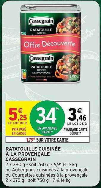 Intermarché Ratatouille cuisinée à la provençale cassegrain offre