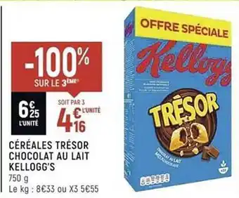Spar Céréales trésor chocolat au lait kellogg's offre