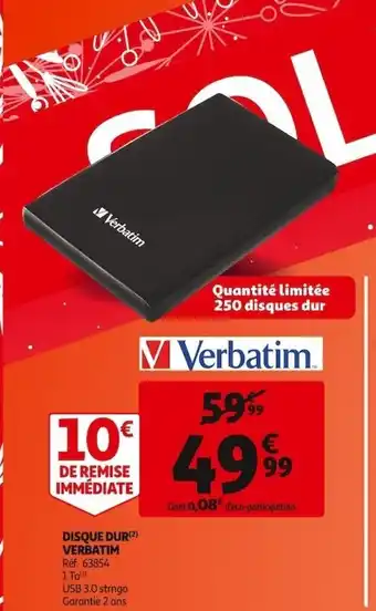 Auchan Disque Dur Verbatm offre