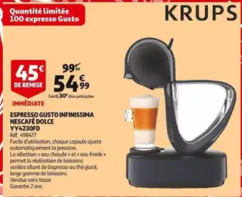 Auchan Espresso Gusto Infinissima Nescafé Dolce YY4230FD offre