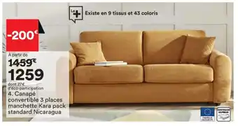 BUT Canapè Convertible 3 Places manchette kara Pack standart Nicaragua offre