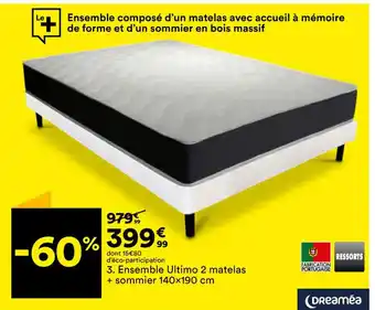 BUT Ensemble Ultimo 2 Matelas + Sommier 140x190 cm offre