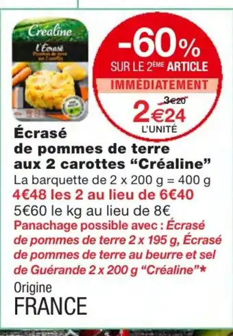Monoprix Écrasé de pommes de terre aux 2 carottes offre