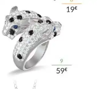 Auchan Bague Argent Et Oxydes de Zirconium Noirs Bleus Et Blancs offre