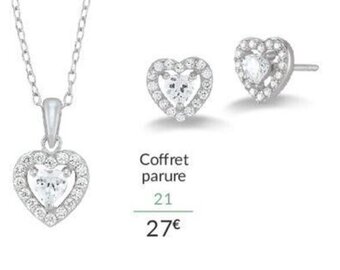 Auchan Coffret Parure Collier +Boucles d'Oreilles Argent Et Oxydes de Zirconium offre