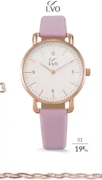 Auchan Montre LVO Femme Bracelet Cuir Rose offre