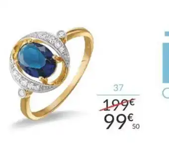 Auchan Bague Or 375 Millièmes Rhodie Et Oxydes de Zirconium Blancs Et Bleu offre