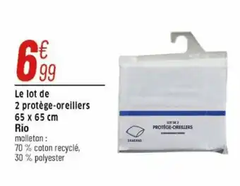 Cora x Carrefour Le Lot de 2 Protège-Oreillers 65x65cm Rio offre