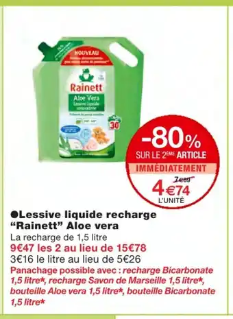 Monoprix Lessive liquide recharge Rainett offre