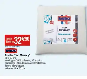 Cora x Carrefour Dodo Oreiller Top Memory offre