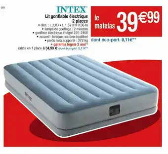 Cora x Carrefour Intex Lit Gonflable Electrique 2 Places offre