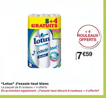 Monoprix Lotus J'essuie-tout blanc offre