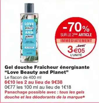 Monoprix Gel douche Fraîcheur énergisante offre