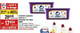 Cora x Carrefour Lessive Capsules Tout En 1 Fraicheur de Coton Dash offre