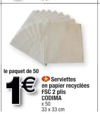 Cora x Carrefour Serviettes En Papier Recyclées offre