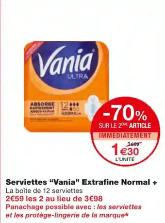 Monoprix Serviettes Vania Extrafine Normal offre