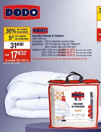 Cora x Carrefour Couette Volume & Chaleur offre