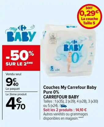 Carrefour Couches My Carrefour Baby Pure 0% Carrefour Baby offre