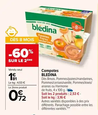 Carrefour Compotes Bledina offre