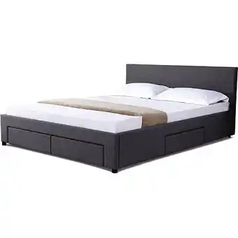 E.Leclerc Lit avec 4 tiroirs "martin" - 140 x 190 cm - gris foncé offre