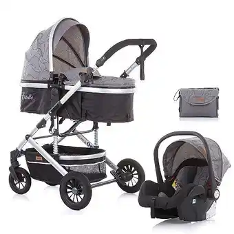 E.Leclerc Estelle poussette combinée 3 en 1 nacelle siège + cosy + sac à langer gris / noir offre
