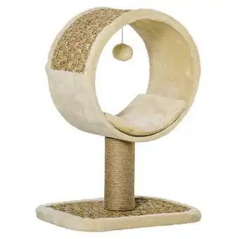 E.Leclerc Arbre à chat rond style cosy chic griffoir grattoirs sisal jeu suspendu souris niche avec coussin cordes d'algues tressées pe offre